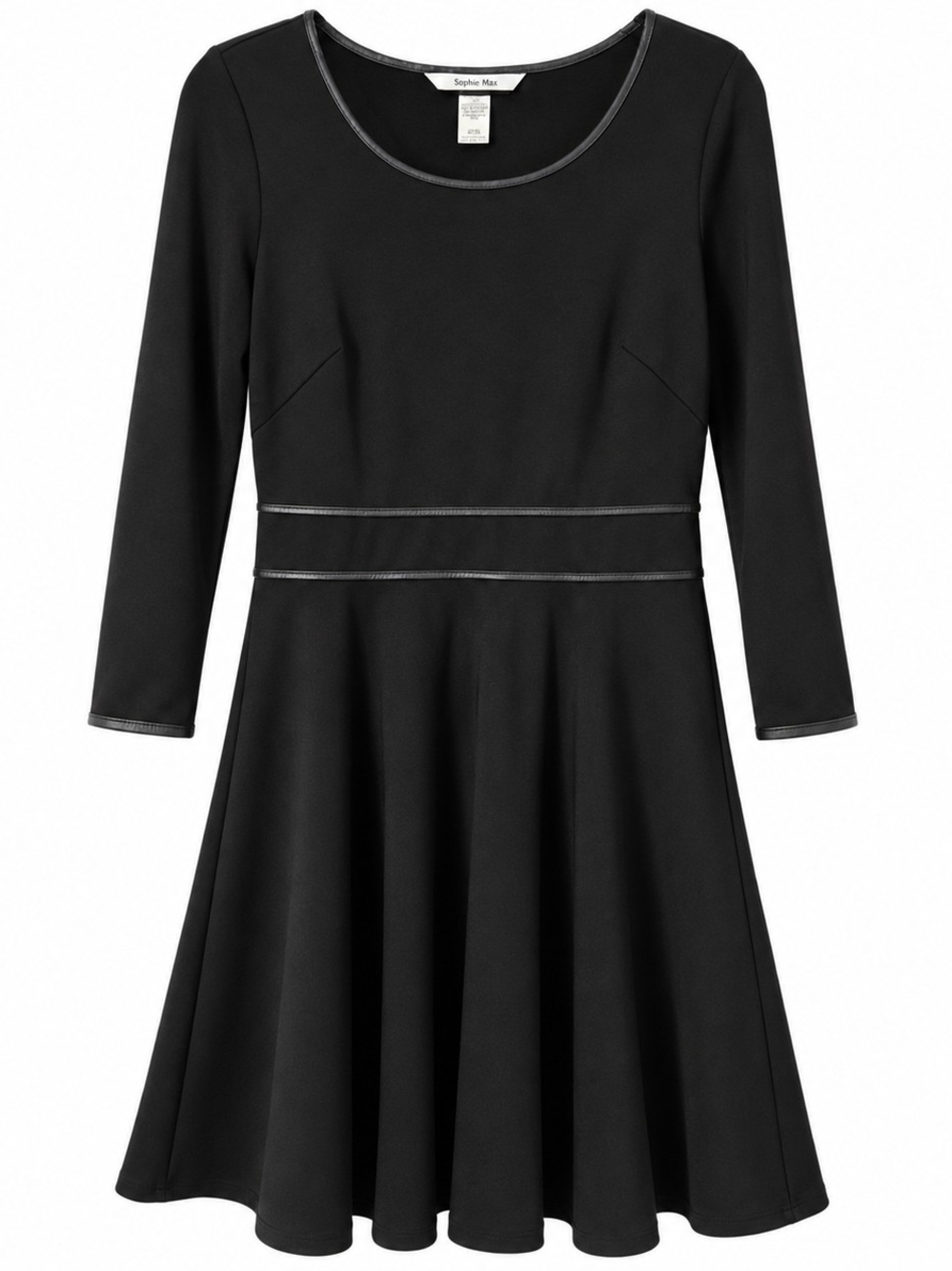 Sophie Max Black Scoop Neck Fit-and-Flare Dress